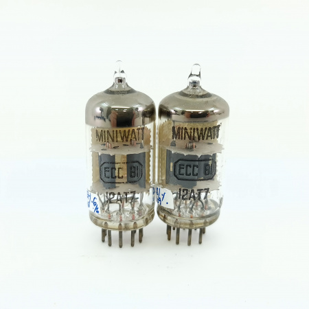 2 X ECC81 12AT7 MINIWATT BARCELONA TUBE 1960s PROD MATCHED PAIR 42