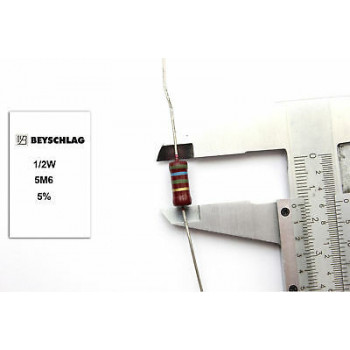 VINTAGE BEYSCHLAG RESISTOR. 1/2W 5M6 5% *1 PC* NOS (New Old Stock)