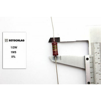 VINTAGE BEYSCHLAG RESISTOR. 1/2W 1M5 5% *1 PC* NOS (New Old Stock)
