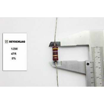 VINTAGE BEYSCHLAG RESISTOR. 1/2W 47Ohm 47R 5% *1 PC* NOS (New Old Stock)