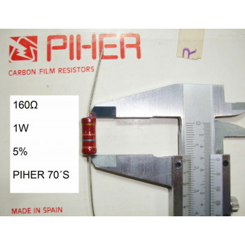 VINTAGE PIHER RESISTOR. 1W 160Ω 160Ohm 160R 5% *1 PC* NEW ORIGINAL 1970´S+