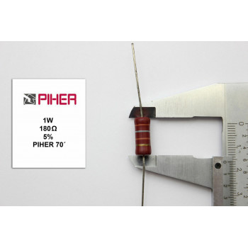 VINTAGE PIHER RESISTOR. 1W 180Ohm 180R 5% *1 PC* NEW ORIGINAL 1970´S+