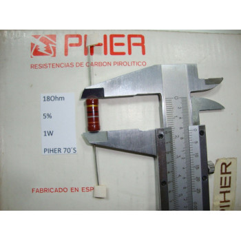 VINTAGE PIHER RESISTOR. 1W 18Ohm 18R 5% *1 PC* NEW ORIGINAL 1970´S+