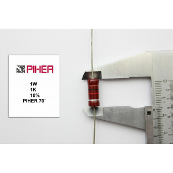 VINTAGE PIHER RESISTOR. 1W 1K 10% *1 PC* NEW ORIGINAL 1970´S+