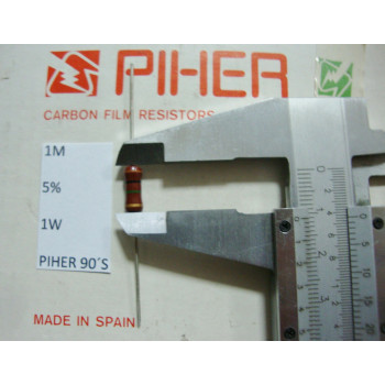 VINTAGE PIHER RESISTOR. 1W 1M 5% *1 PC* NEW ORIGINAL 1990´S+  RC778