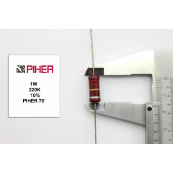 VINTAGE PIHER RESISTOR. 1W 220K 10% *1 PC* NEW ORIGINAL 1970´S+. C676