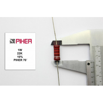 VINTAGE PIHER RESISTOR. 1W 22K 10% *1 PC* NEW ORIGINAL 1970´S+ RC679