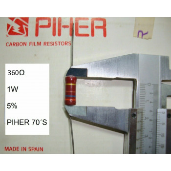 VINTAGE PIHER RESISTOR. 1W 360Ω 260Ohm 260R 5% *1 PC* NEW ORIGINAL 1970´S+