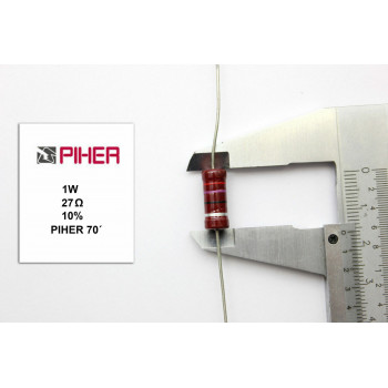 VINTAGE PIHER RESISTOR. 1W 27Ohm 27R 10% *1 PC* NEW ORIGINAL 1970´S+