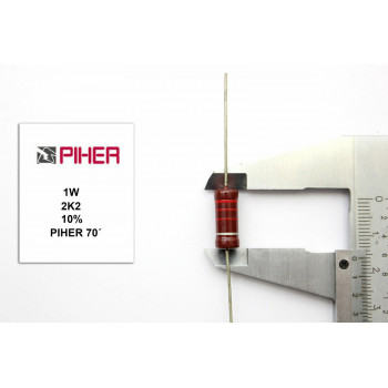 VINTAGE PIHER RESISTOR. 1W 2K2 10% *1 PC* NEW ORIGINAL 1970´S+