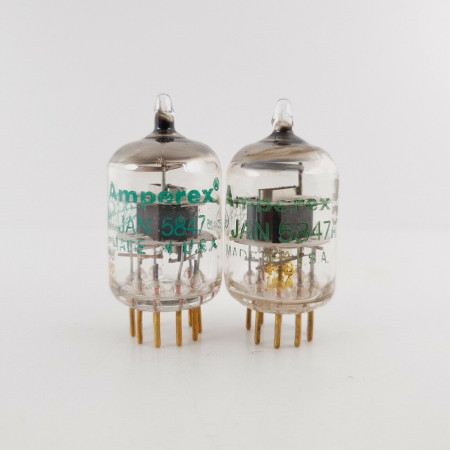 2 X JAN 5847A AMPEREX TUBE. GOLD PIN. BLACK PLATES. NOS/NIB MATCHED PAIR CY  ENA