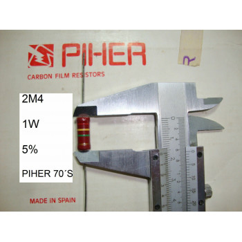 VINTAGE PIHER RESISTOR. 1W 2M4 5% *1 PC* NEW ORIGINAL 1970´S+