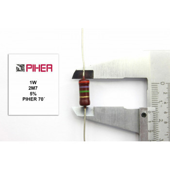 VINTAGE PIHER RESISTOR. 1W 2M7 5% *1 PC* NEW ORIGINAL 1970´S+