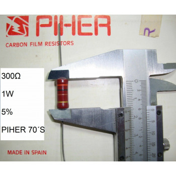 VINTAGE PIHER RESISTOR. 1W 300Ω 300Ohm 300R 5% *1 PC* NEW ORIGINAL 1970´S+