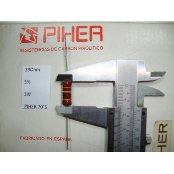 VINTAGE PIHER RESISTOR. 1W 39Ohm 39R 5% *1 PC* NEW ORIGINAL 1970´S+
