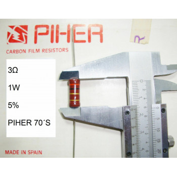 VINTAGE PIHER RESISTOR. 1W 3Ω 3Ohm 3R 5% *1 PC* NEW ORIGINAL 1970´S+