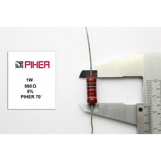 VINTAGE PIHER RESISTOR. 1W 560Ohm 560R 5% *1 PC* NEW ORIGINAL 1970´S+