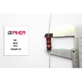 VINTAGE PIHER RESISTOR. 1W 68Ohm 68R 10% *1 PC* NEW ORIGINAL 1970´S+