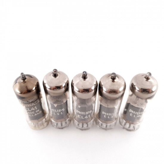 5 X EL41 PHILIPS TUBE. 1950s LA RADIOTECHNIQUE PRODUCTION. NOS. AH  ENA