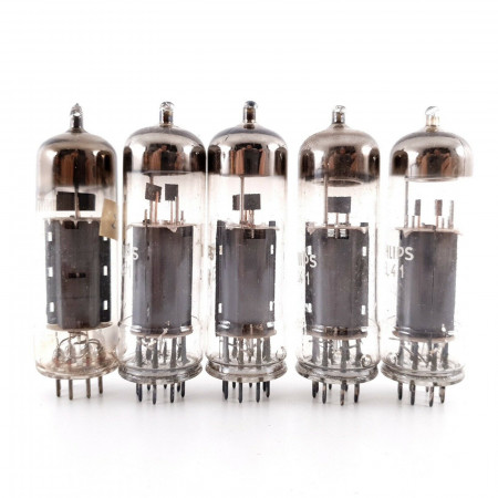 5 X EL41 PHILIPS TUBE. 1950s LA RADIOTECHNIQUE PRODUCTION. NOS. AH  ENA