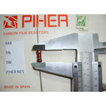 VINTAGE PIHER RESISTOR. 1W 6K8 6.8K 5% *1 PC* NEW ORIGINAL 1990´S+ C779