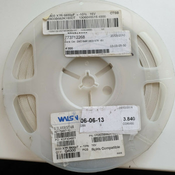 10 x 6.8nF 16V 10% SMD CERAMIC WALSN CAPACITOR. (R394) CA394U3800F260721