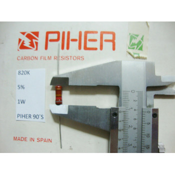 VINTAGE PIHER RESISTOR. 1W 820K. 5% *1 PC* NEW ORIGINAL 1990´S+