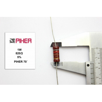 VINTAGE PIHER RESISTOR. 1W 820Ohm 820R 5% *1 PC* NEW ORIGINAL 1970´S + C628