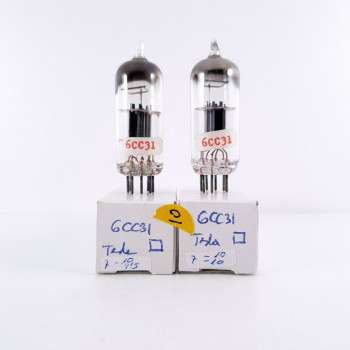 2 X 6CC31 / ECC91 TESLA TUBE. SQUARE GETTER. MATCHED PAIR. 10. CH32