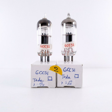 2 X 6CC31 / ECC91 TESLA TUBE. SQUARE GETTER. MATCHED PAIR. 10. CH32