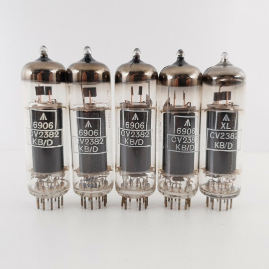 5 X CV2382 MULLARD TUBE. COPPER RODS. GREY PLATES. 1960s PROD. CY  ENA
