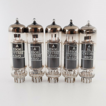 5 X CV2382 MULLARD TUBE. COPPER RODS. GREY PLATES. 1960s PROD. CY  ENA