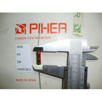 VINTAGE PIHER RESISTOR. 2W 100K. 5% *1 PC* NEW ORIGINAL 1990´S+ C1038