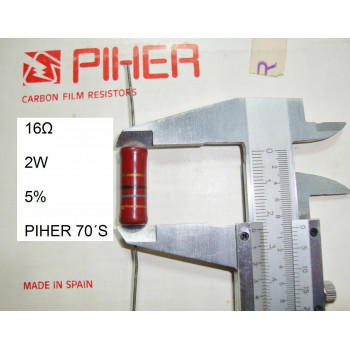 VINTAGE PIHER RESISTOR. 2W 16Ω 16Ohm 16R 5% *1 PC* NEW ORIGINAL 1970´S+