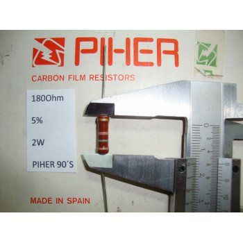 VINTAGE PIHER RESISTOR. 2W 180R 180Ohm. 5% *1 PC* NEW ORIGINAL 1990´S+