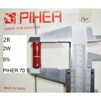 VINTAGE PIHER RESISTOR. 2W 2Ω 2Ohm 2R 5% *1 PC* NEW ORIGINAL 1970´S+ RC903