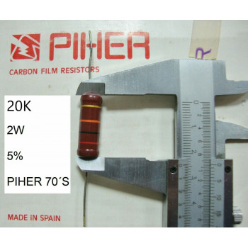 VINTAGE PIHER RESISTOR. 2W 20K 5% *1 PC* NEW ORIGINAL 1970´S+