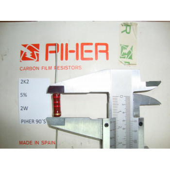 VINTAGE PIHER RESISTOR. 2W 2K2 2.2K 5% *1 PC* NEW ORIGINAL 1990´S+