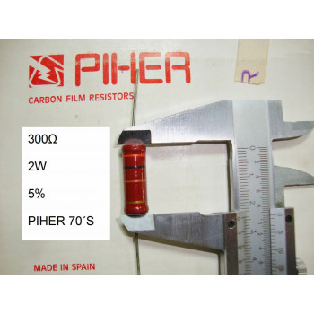 VINTAGE PIHER RESISTOR. 2W 300Ω 300Ohm 300R 5% *1 PC* NEW ORIGINAL 1970´S+