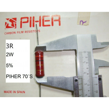 VINTAGE PIHER RESISTOR. 2W 3Ω 3Ohm 3R 5% *1 PC* NEW ORIGINAL 1970´S+