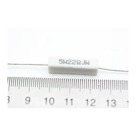 CEMENTED CERAMIC RESISTOR 22 OHM 5W AXIAL NOS (New Old Stock) *1PC* U11