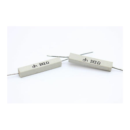 CEMENTED CERAMIC RESISTOR 2K2 6W DH AXIAL NOS (New Old Stock) *2PC* U80+