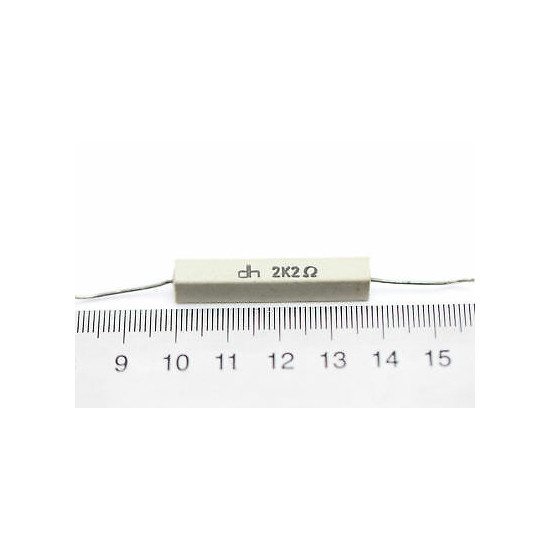 CEMENTED CERAMIC RESISTOR 2K2 6W DH AXIAL NOS (New Old Stock) *2PC* U80+