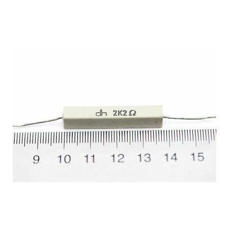 CEMENTED CERAMIC RESISTOR 2K2 6W DH AXIAL NOS (New Old Stock) *2PC* U80+