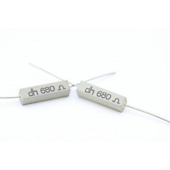 CEMENTED CERAMIC RESISTOR 680 OHM 4W DH AXIAL NOS (New Old Stock) *2PC* U62