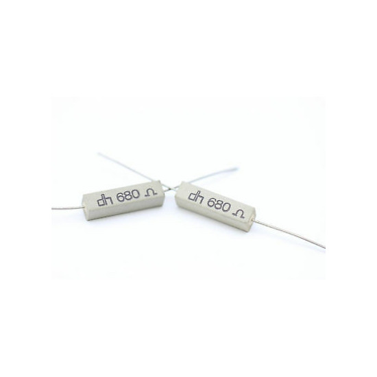 CEMENTED CERAMIC RESISTOR 680 OHM 4W DH AXIAL NOS (New Old Stock) *2PC* U62