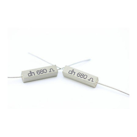 CEMENTED CERAMIC RESISTOR 680 OHM 4W DH AXIAL NOS (New Old Stock) *2PC* U62