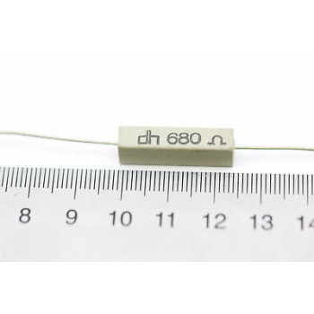 CEMENTED CERAMIC RESISTOR 680 OHM 4W DH AXIAL NOS (New Old Stock) *2PC* U62 2