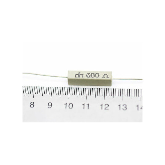 CEMENTED CERAMIC RESISTOR 680 OHM 4W DH AXIAL NOS (New Old Stock) *2PC* U62