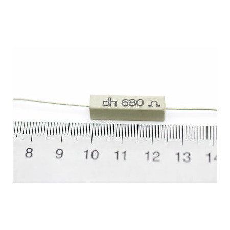 CEMENTED CERAMIC RESISTOR 680 OHM 4W DH AXIAL NOS (New Old Stock) *2PC* U62